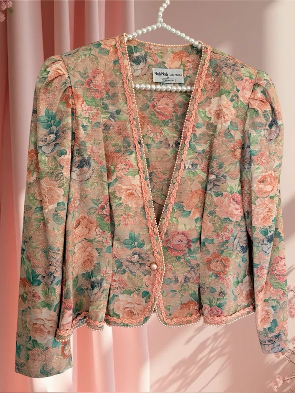 VTG Nah Nah Collection Floral Brocade Tapestry Jacquard Blazer Jacket Size S/M